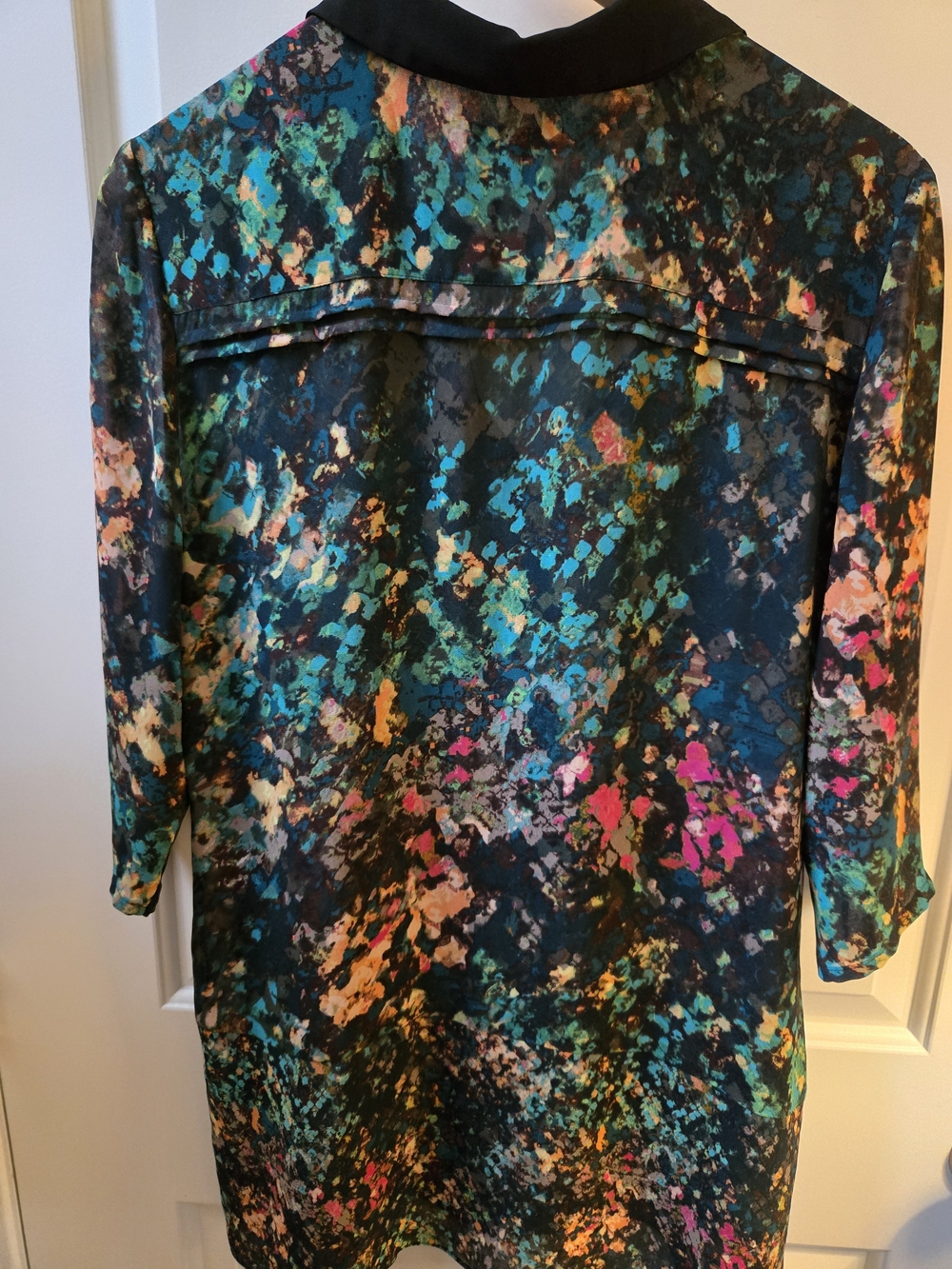 Mexx Sheer Abstract Print Tunic - Black with Teal, Pink & Gold Accents - Picture 5 of 8